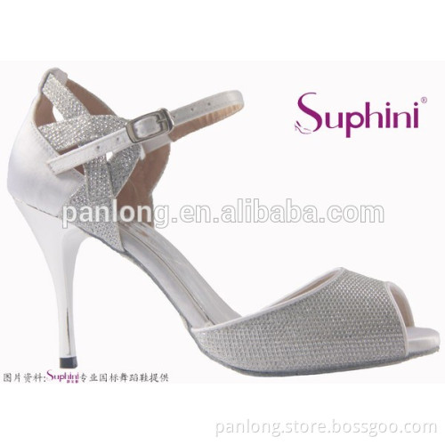 white and silver color comfortable and fashionable ladies latin salsa tango dance shoes